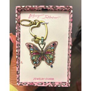 NWT Betsey Johnson Beautiful Butterfly Encrusted Key Fob Handbag Purse Charm
